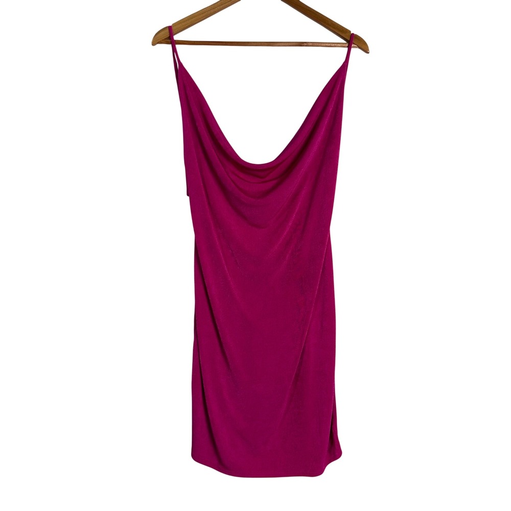 Wearever‎ Hot Pink Cowl Neck Backless Y2K Party Mini Dress XL bratz club 90s
